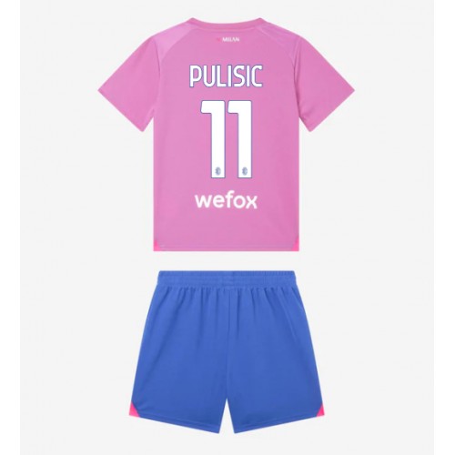 Otroški Nogometni dresi AC Milan Christian Pulisic #11 Tretji 2023-24 Kratek Rokav (+ Kratke hlače)